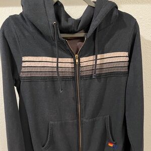 Aviator Nation Charcoal Gray 5 Stripe Hoodie - M